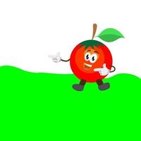 Ilustración de vector de diseño de mascota de fruta de tomate alegre