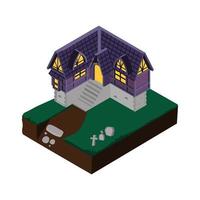 helloween house isometric vector illustration design