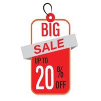 Big Sale Up To 20 Percentage off discount promotion TAG. vector