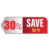 Up To 30 Percentage off discount promotion TAG. vector