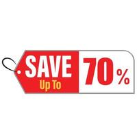 Save up to 70 Percentage off promotion TAG. vector