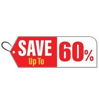 Save up to 60 Percentage off promotion TAG. vector