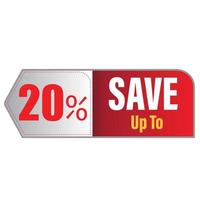 Up To 20 Percentage off discount promotion TAG. vector