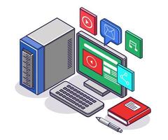 Desktop computers and smart apps vector