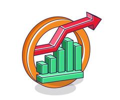 analizar gráfico de barras con flechas vector