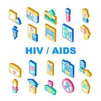 conjunto de iconos de colección de enfermedades de vih y sida vector