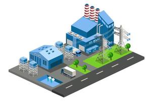 Isometric view of Warehouse and factory vector