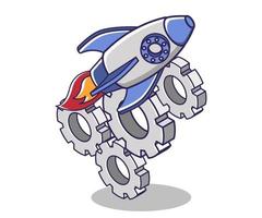 Rocket glides between multiple gears vector