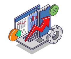 inversión negocio empresa datos analista teléfono inteligente computadora vector