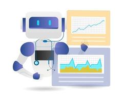 el robot ayuda a los médicos a analizar los datos de los pacientes en el monitor vector