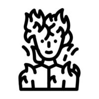 ilustración de vector de icono de línea de personaje de fantasía de hombre ardiente