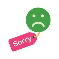 Apology tag Flat Multicolor Icon vector