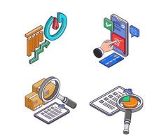 conjunto de iconos para negocios de tecnología de compras de comercio electrónico vector