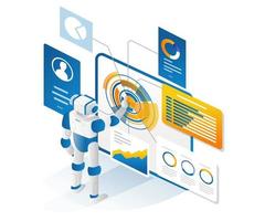 Cloud server business management data analysis robot vector