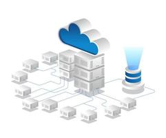 Isometric illustration concept cloud server network vector