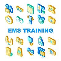 conjunto de iconos de colección de dispositivos de entrenamiento ems vector