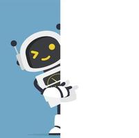 Cute white Ai robot an empty white board vector