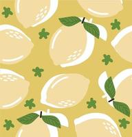 Fresh lemons flat background seamless pattern vector