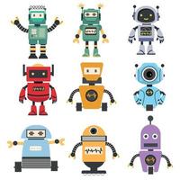 Robot character collection Flat design vector