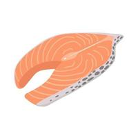 Salmon steak isolated vector Piece fillet red ocean useful fish