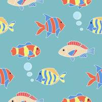 Marine underwater seamless pattern with fish and algae vector