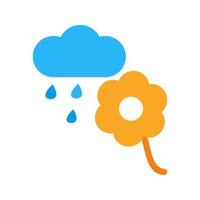 Flower with rain Flat Multicolor Icon vector