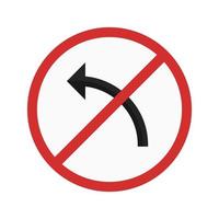 No left turn Flat Multicolor Icon vector