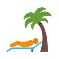 Lying on beach Flat Multicolor Icon vector