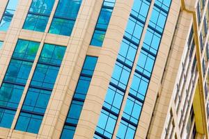 Reflective glass building on the background. photo