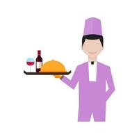 Waiter Flat Multicolor Icon vector