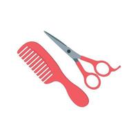 Comb and Scissor Flat Multicolor Icon vector