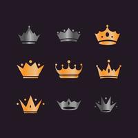 Set of Silver and Gold Crown Logo vector