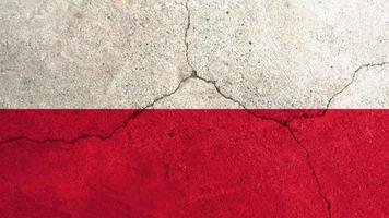 Poland flag. Poland flag on cracked cement wall photo