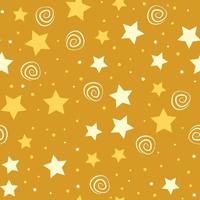 las estrellas repiten el diseño del patrón. fondo de cielo dibujado a mano. patrón de vacaciones para envolver papel, tela, papel de envolver, estampados y textiles. vector