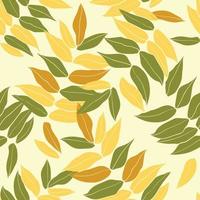 Beautiful leaves seamless pattern design. Vector hand-drawn leaves seamless pattern. Abstract trendy nature background. Pattern for wrapping paper, fabric, textile and prints.