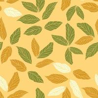 Beautiful leaves seamless pattern design. Vector hand-drawn leaves seamless pattern. Abstract trendy nature background. Pattern for wrapping paper, fabric, textile and prints.