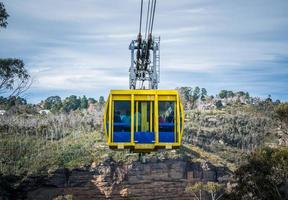 el recorrido por cable sky way en el parque nacional de las montañas azules, nueva gales del sur, estado de australia. foto