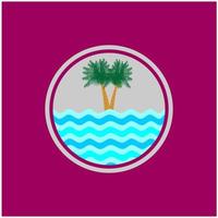 beach logo inspiration, with palm tree design on water water. with colorful textures vector
