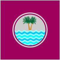 beach logo inspiration, with palm tree design on water water. with colorful textures vector