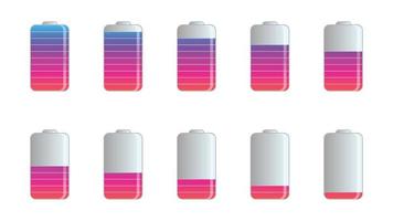 10 to 100 percentage infographics created with Battery shape,  percentage infographics vector set.