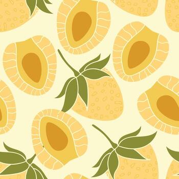 Strawberries seamless pattern design. Beautiful tropical berries background. Tropical fruits and leaves seamless pattern background. Good for prints, wrapping paper, textile and fabric. vector