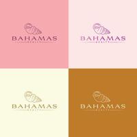 Vector logo template with shell - abstract summer and vacation icon and emblem for vacation rentals, travel services, tropical spas and beauty studio. Bahamas resort and spa logo design