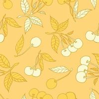 Cherries seamless pattern design. Beautiful tropical berries background. Tropical fruits and leaves seamless pattern background. Good for prints, wrapping paper, textile and fabric. vector