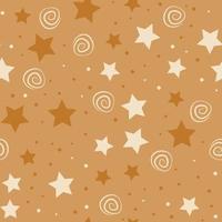 las estrellas repiten el diseño del patrón. fondo de cielo dibujado a mano. patrón de vacaciones para envolver papel, tela, papel de envolver, estampados y textiles. vector