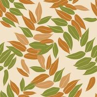 Beautiful leaves seamless pattern design. Vector hand-drawn leaves seamless pattern. Abstract trendy nature background. Pattern for wrapping paper, fabric, textile and prints.