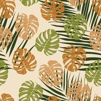 hermosa monstera tropical deja un diseño de patrones sin fisuras. Fondo de naturaleza de hojas tropicales. ilustración brasileña de moda. diseño de primavera y verano para textiles, estampados, papel envolvente. vector