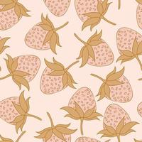 diseño de patrones sin fisuras de fresas. hermoso fondo de bayas tropicales. frutas tropicales y hojas de fondo transparente. bueno para estampados, papel de envolver, textiles y telas. vector