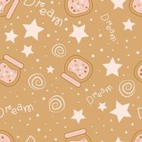 Magic Stars repeat pattern design. Hand-drawn sky background. Holidays pattern for wrapping paper, fabric, wrapping paper, prints and textile. vector