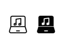 song note icon. outline icon and solid icon vector