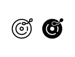 vinyl record icon. outline icon and solid icon
